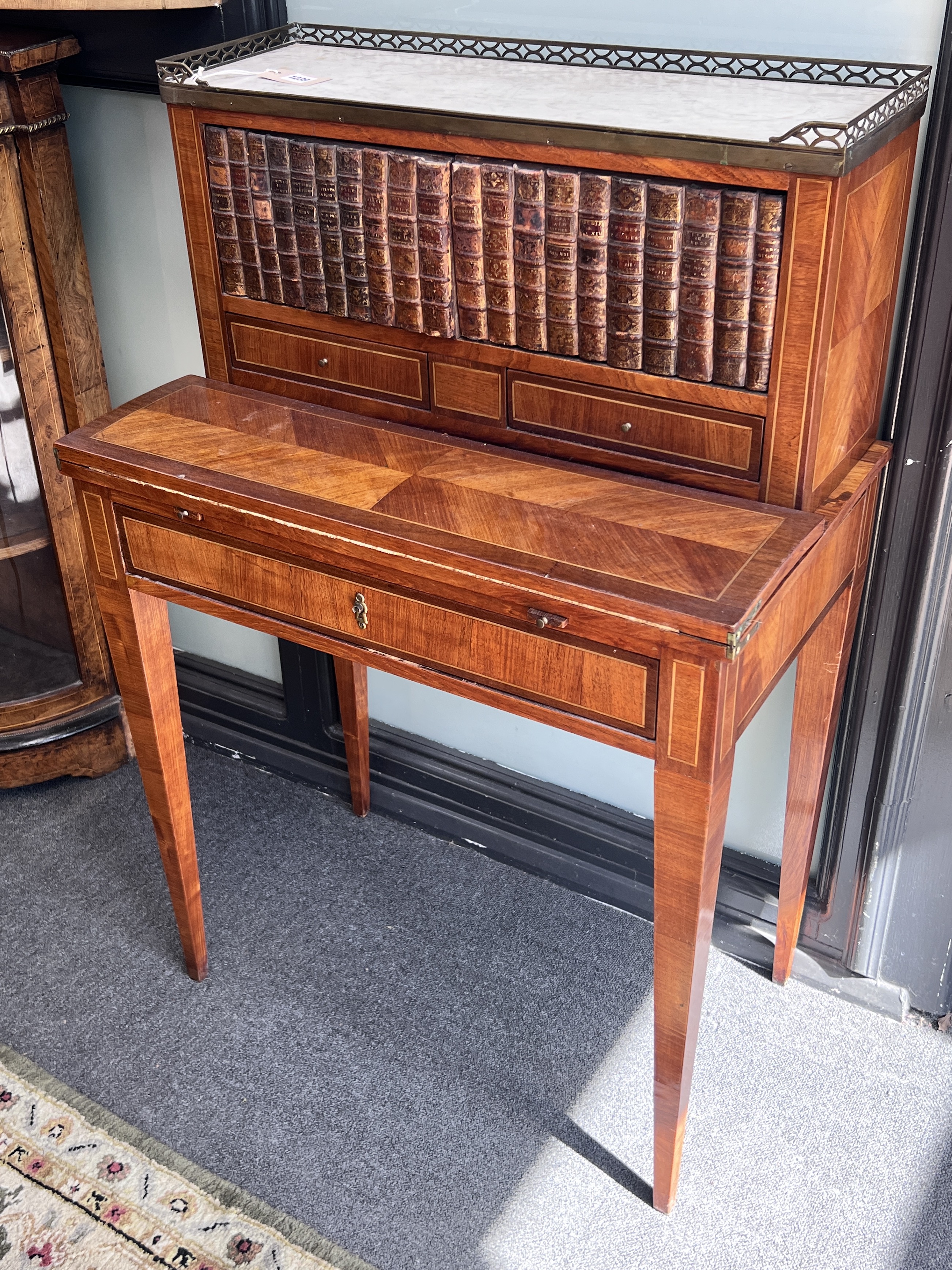 A French transitional style kingwood bonheur du jour, width 70cm, depth 41cm, height 106cm